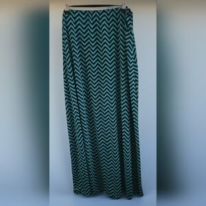 Chevron Pattern Teal and Black Maxi Skirt